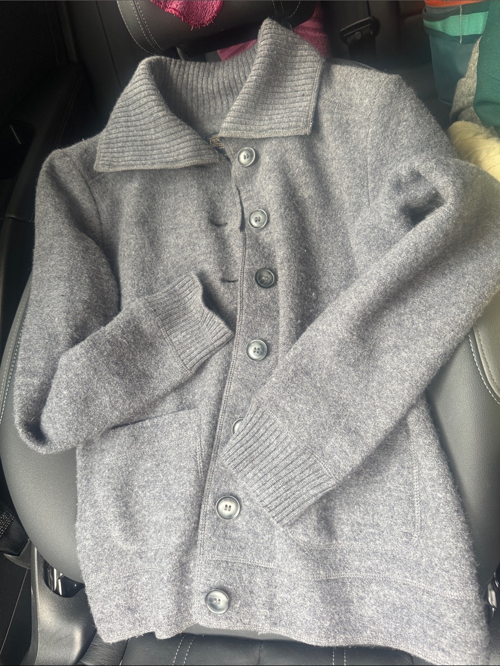 Cozy Gray Button-Front Cardigan Sweater Pendleton